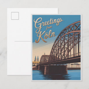 Cartão Postal Vintage Hohenzollern Bridge cologne presente na Al