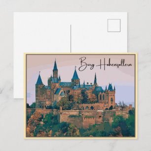 Cartão Postal Vintage Hohenzollern Castle Burg Hohenzoller