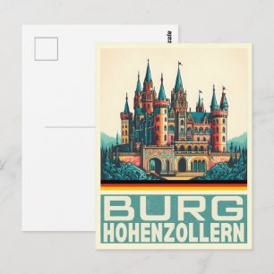 Cartão Postal Vintage Hohenzollern Castle Burg Hohenzoller