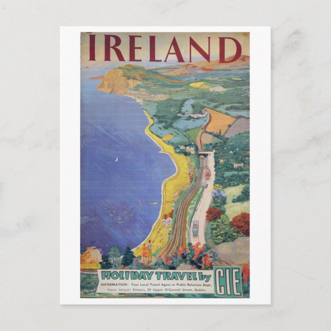 Cartão Postal Vintage Holiday Viagem Killiney Bay Irlanda (Frente)