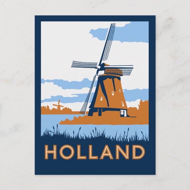 Cartão Postal Vintage Holland Poster (Frente)