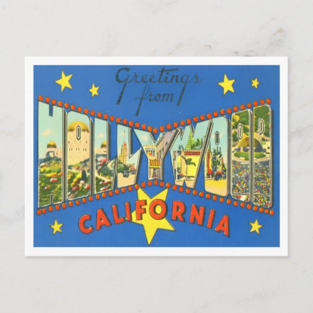 Cartão postal Vintage, Hollywood (Frente)