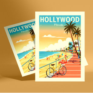 Cartão Postal Vintage Hollywood Florida