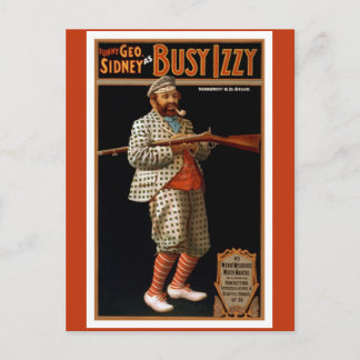 Cartão Postal Vintage, homem engraçado com roupas de rifle e gol