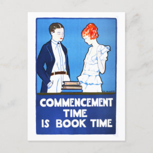 Cartão Postal Vintage "Hora de Começo É Hora Do Livro" Poster