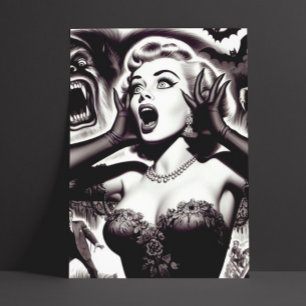 Cartão Postal Vintage Horror Pin-up
