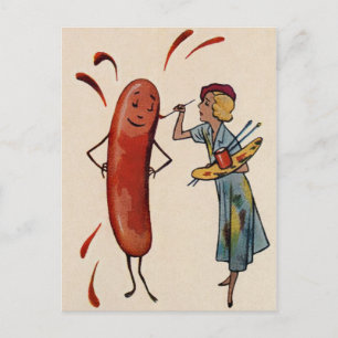 Cartão postal Vintage Hot Dog
