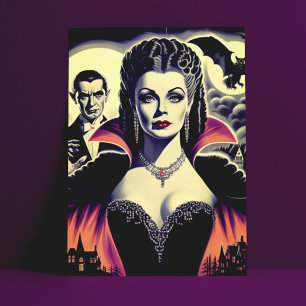 Cartão Postal Vintage Hot Vampire Woman