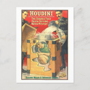 Cartão Postal Vintage Houdini - Advertisement Mistério de Água