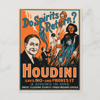Cartão Postal Vintage Houdini Magic Poster