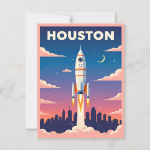 Cartão Postal Vintage Houston Cidade Espacial