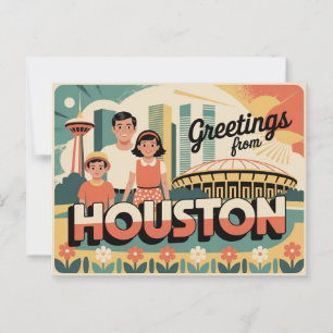 Cartão postal Vintage Houston Saudações de Houst