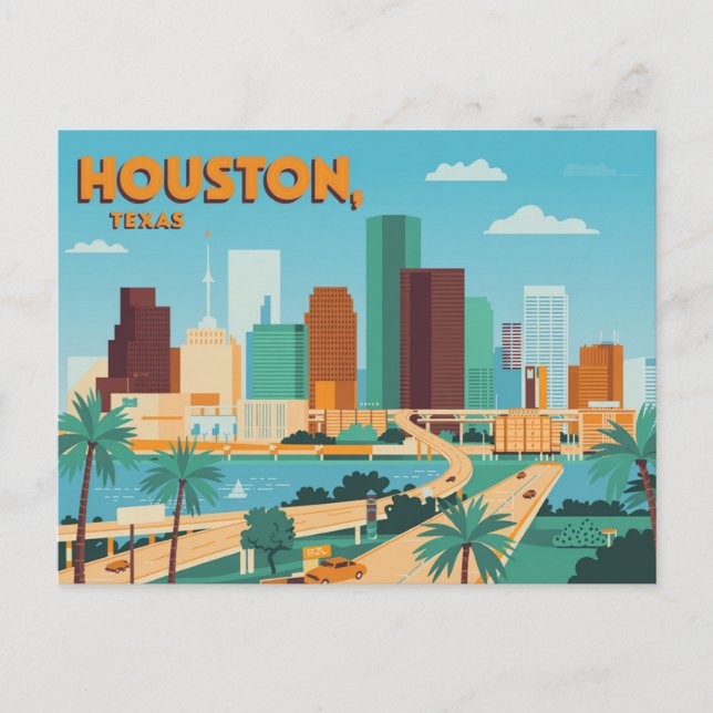 Cartão postal Vintage Houston | Saudações de Houst (Frente)