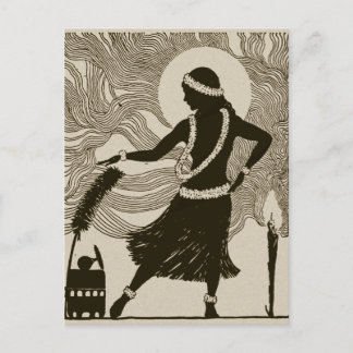 Cartão Postal Vintage Hula Girl