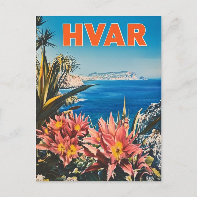 Cartão Postal Vintage Hvar Croácia (Frente)