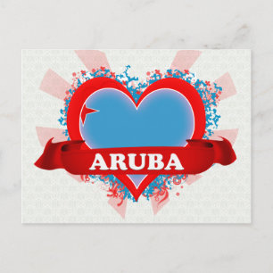 Cartão Postal Vintage I Love Aruba