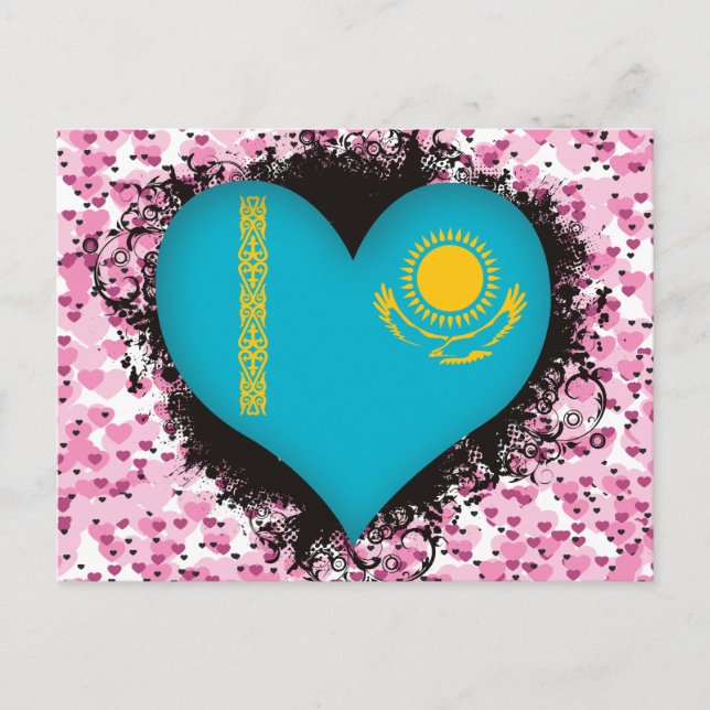 Cartão Postal Vintage I Love Cazaquistão (Frente)