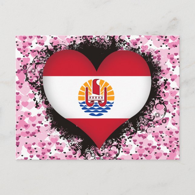 Cartão Postal Vintage I Love French Polynesia (Frente)