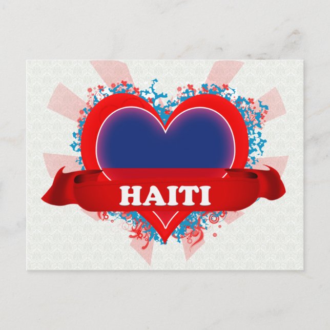Cartão Postal Vintage I Love Haiti (Frente)
