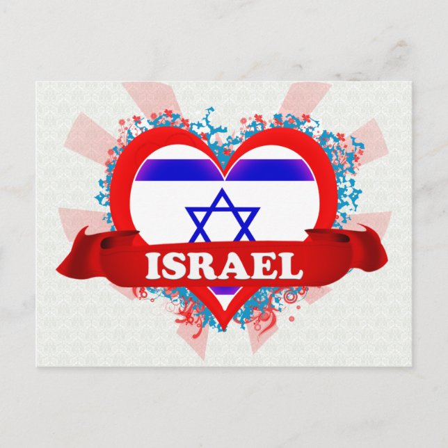 Cartão Postal Vintage I Love Israel (Frente)