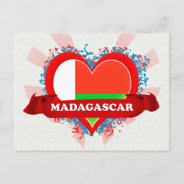 Cartão Postal Vintage I Love Madagascar (Frente)