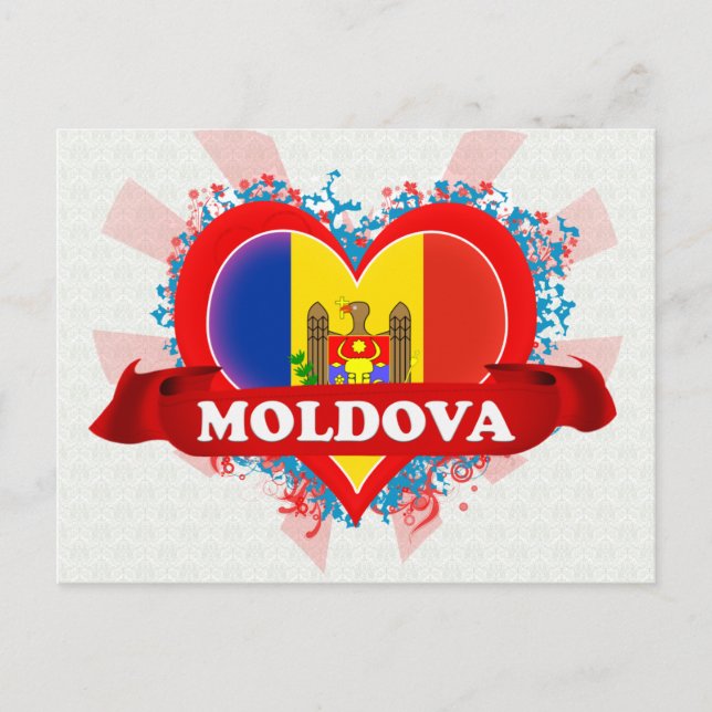 Cartão Postal Vintage I Love Moldova (Frente)