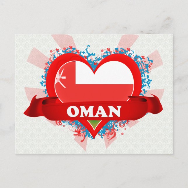 Cartão Postal Vintage I Love Oman (Frente)
