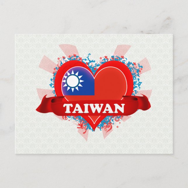Cartão Postal Vintage I Love Taiwan (Frente)