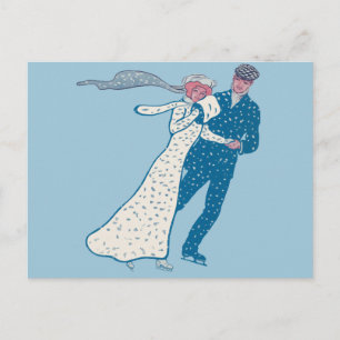 Cartão Postal Vintage Ice Skater