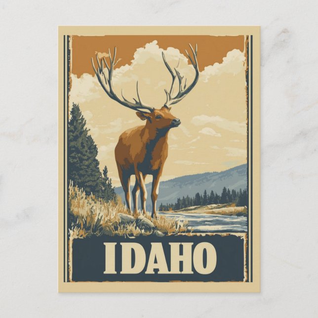 Cartão Postal Vintage Idaho Elk Mountain Viagem (Frente)