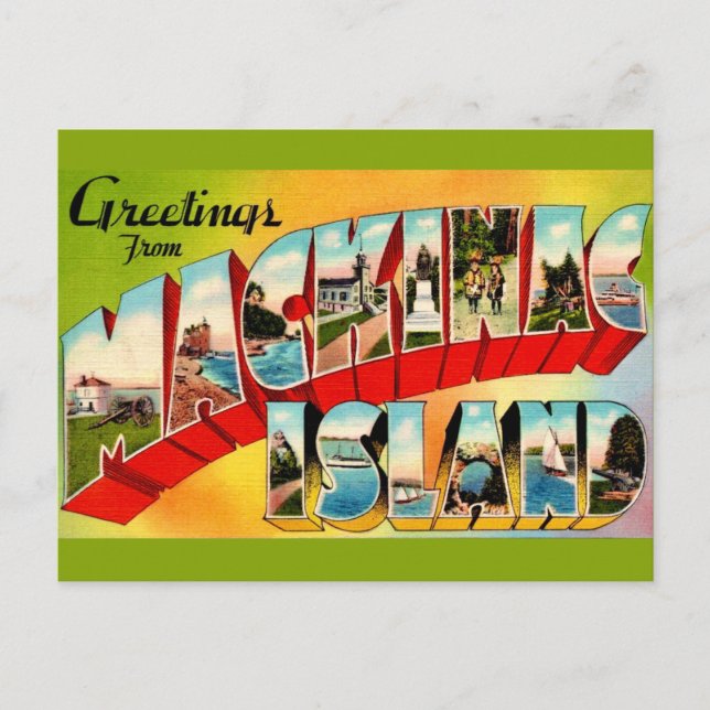 Cartão Postal Vintage Ilha Mackinac  (Frente)