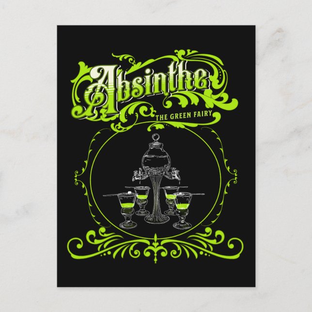 Cartão Postal Vintage Ilustrado Absinthe Set (Frente)