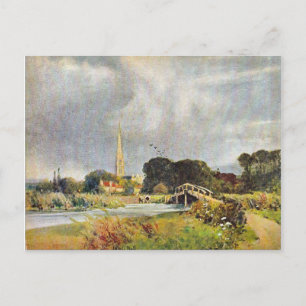 Cartão Postal Vintage image, Salisbury Cathedral and River, 1905