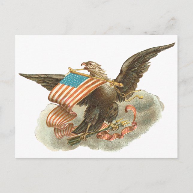 Cartão Postal Vintage Independence Day Eagle Design (Frente)