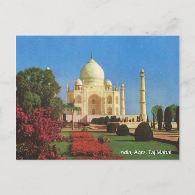 Cartão Postal Vintage, Índia, Agra, Taj Mahal (Frente)