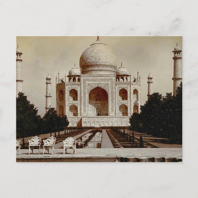 Cartão Postal Vintage India, Taj Mahal (Frente)