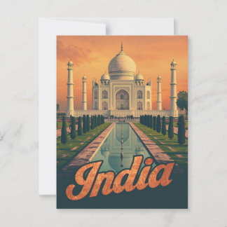 Cartão Postal Vintage India Taj Mahal Viagem