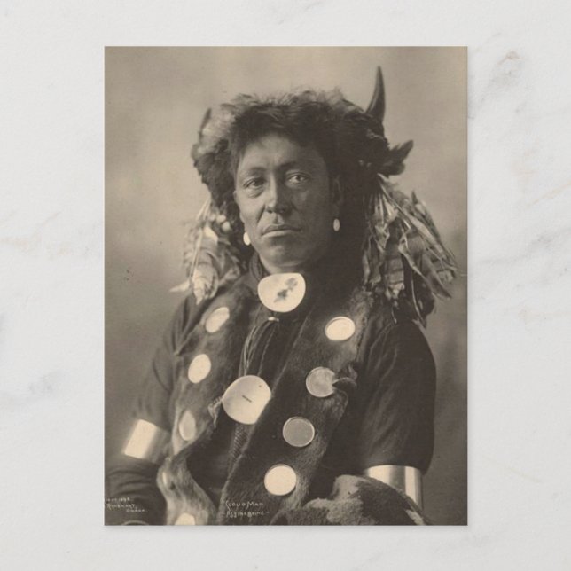 Cartão Postal Vintage índio: Homem-Nuvem, Assinaboine - (Frente)
