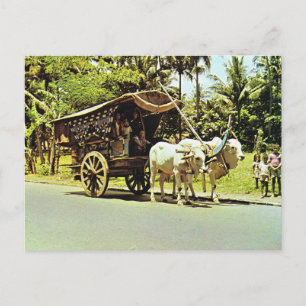 Cartão Postal Vintage Indonesia, Gerobag, Java central