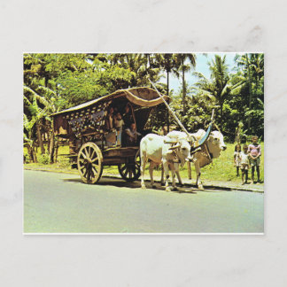 Cartão Postal Vintage Indonesia, Gerobag, Java central