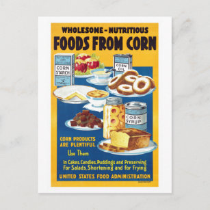 Cartão Postal Vintage Inteiramente Comidas Nutritivas de Corn Po