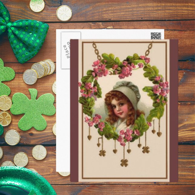 Cartão Postal Vintage Irish Girl (Vintage Irish Girl Postcard)