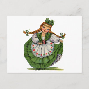 Cartão Postal Vintage Irish Girl Traditional Vress