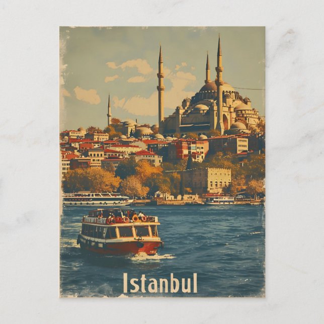Cartão postal Vintage Istambul Bosphorus (Frente)