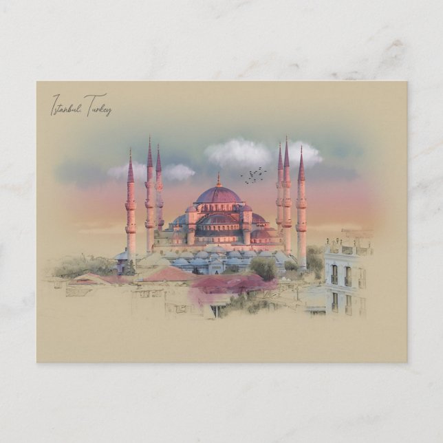 Cartão Postal Vintage istanbul Torre Turco - Viagem (Frente)