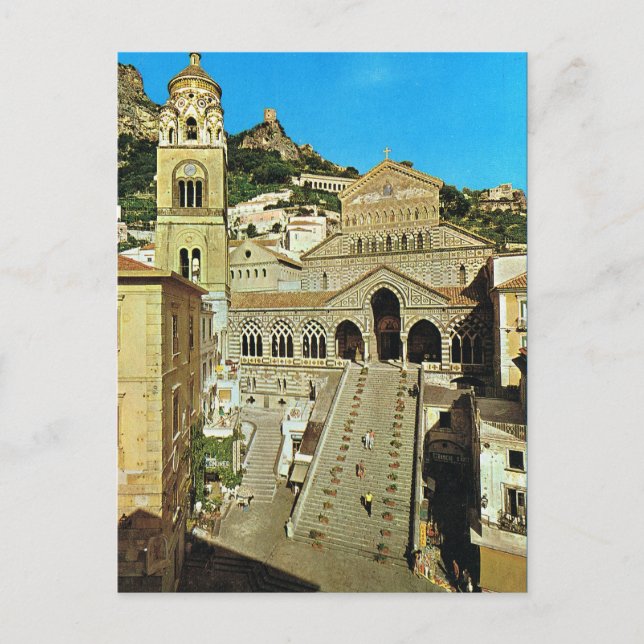 Cartão Postal Vintage Itália, Catedral de Amalfi (Frente)