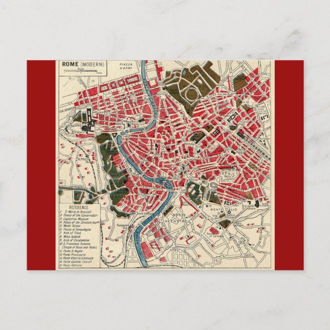 Cartão Postal Vintage Itália Mapa Roma (Frente)