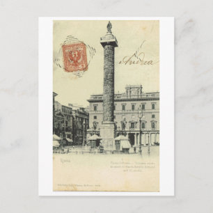 Cartão Postal Vintage Itália, Roma Piazza Colonna, 1901