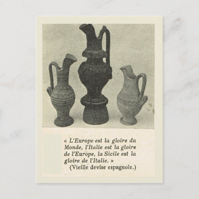 Cartão Postal Vintage Itália, Sicília, Potéria Tradicional (Frente)