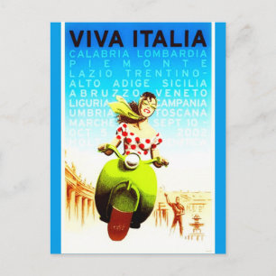 Cartão Postal Vintage Itália Viva Italia Poster de viagens retr